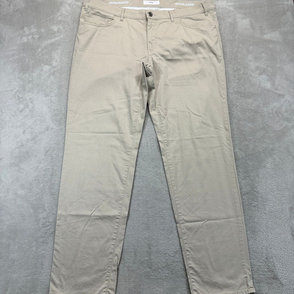 Brax Pants Men's 40x32 Cadiz Ultralight Beige Straight Leg Chino Stretch Trouser
